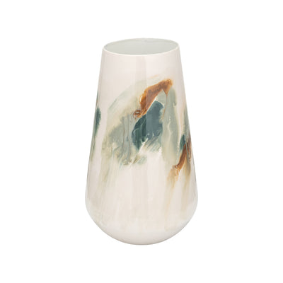Iron 13" Coloured Stained Vase - White|Vase de 13 po en fer coloré teinté - blanc