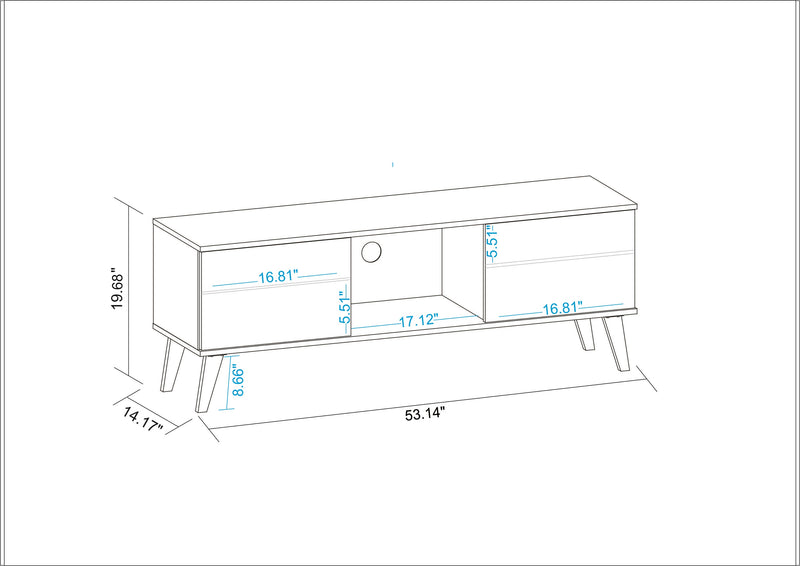 Manhattan Comfort Doyers 53.15\" Mid-Century Modern TV Stand - White & Marble Stamp