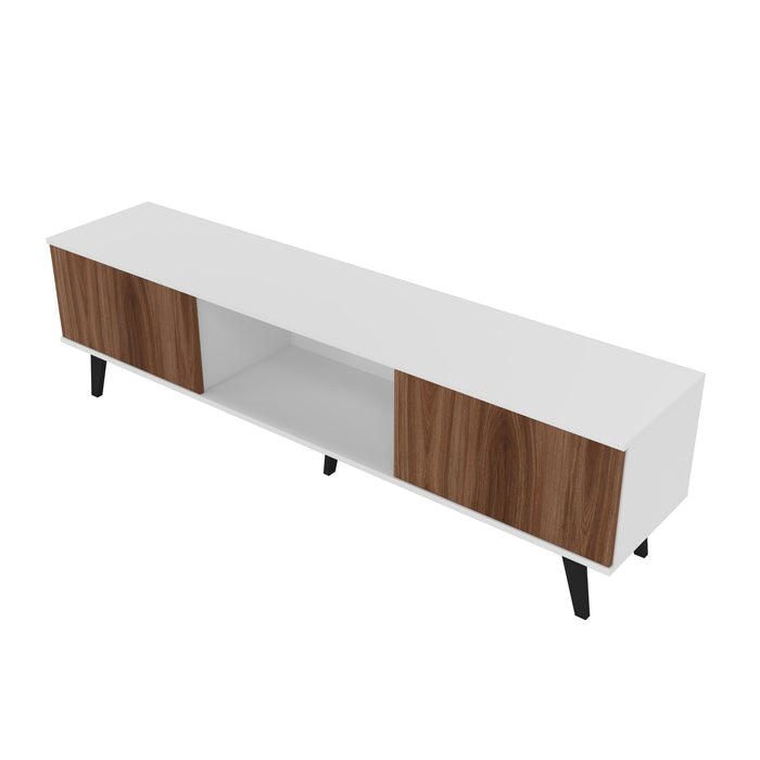 Manhattan Comfort Doyers 70.87\" Mid-Century Modern TV Stand - White & Nut Brown