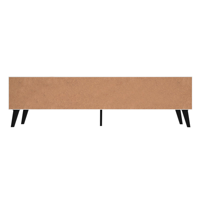Manhattan Comfort Doyers 70.87\" Mid-Century Modern TV Stand - White & Marble Stamp