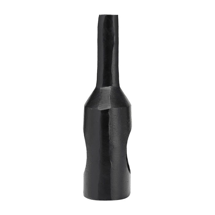 Metal 12\" Small Modern Open Cut-Out Vase - Black