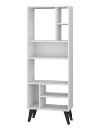Manhattan Comfort Warren Tall Bookcase with 8 Shelves - White & Black