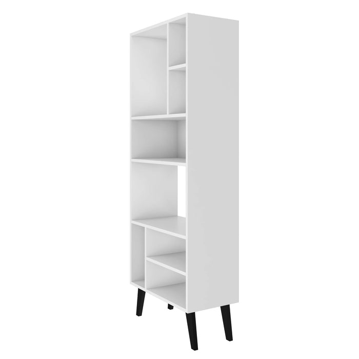 Manhattan Comfort Warren Tall Bookcase with 8 Shelves - White & Black