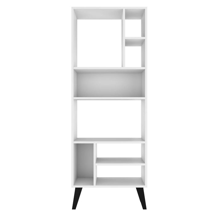 Manhattan Comfort Warren Tall Bookcase with 8 Shelves - White & Black