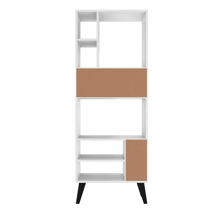 Manhattan Comfort Warren Tall Bookcase with 8 Shelves - White & Black