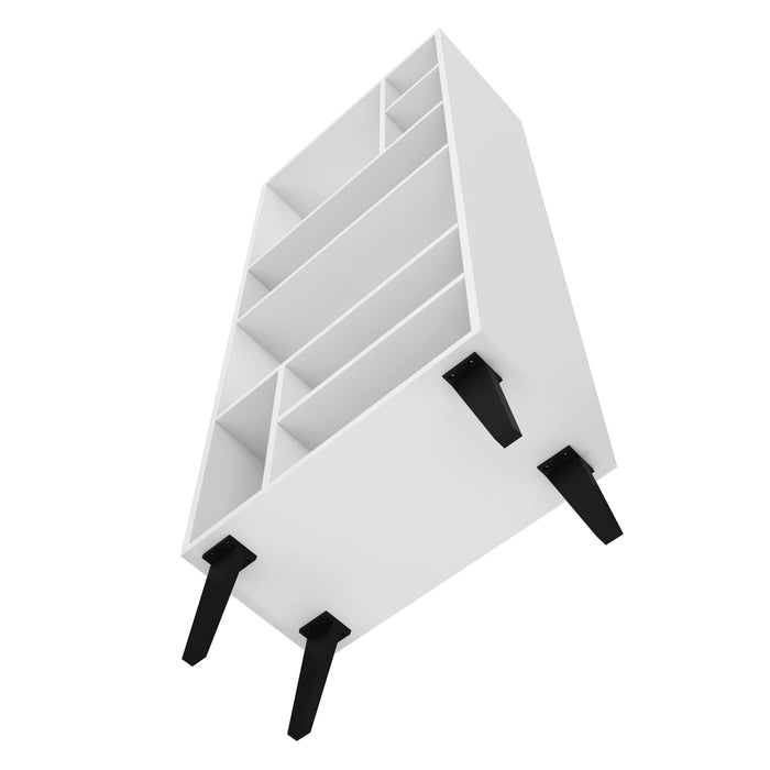 Manhattan Comfort Warren Tall Bookcase with 8 Shelves - White & Black