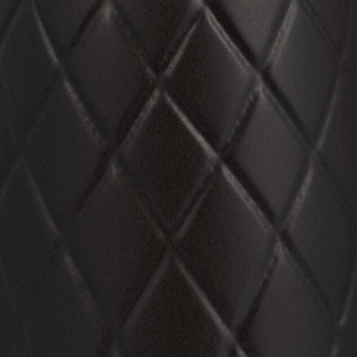 Ceramic 12\" Plaid Textured Vase - Black