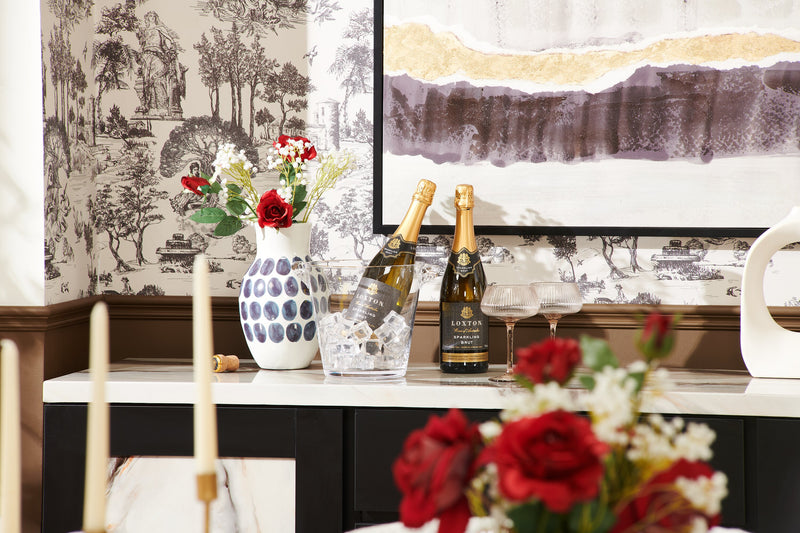 Ceramic 10\" Navy Polka Dot Flower Vase - White