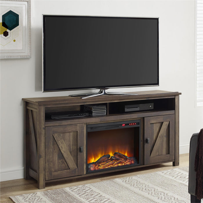 Ameriwood Home Farmington Electric Fireplace TV Console for TVs up to 60\" - Rustic Pine