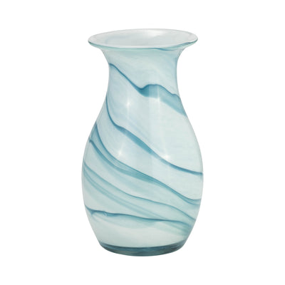 Glass 11" Two-Tone Vase - Blue and White|Vase deux couleurs de 11 po en verre - bleu et blanc
