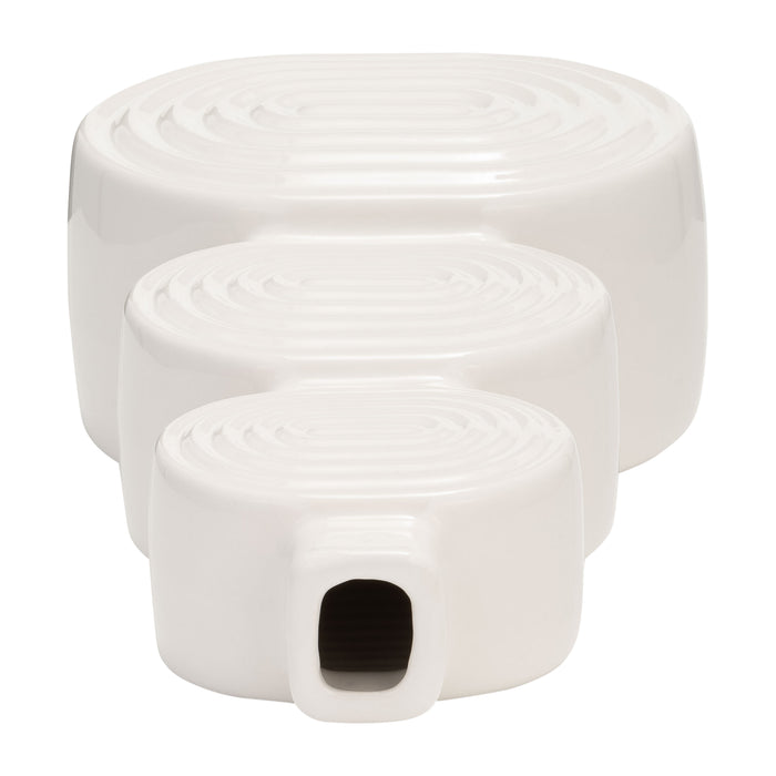 Ceramic 10\" Stacked Circles Vase - White