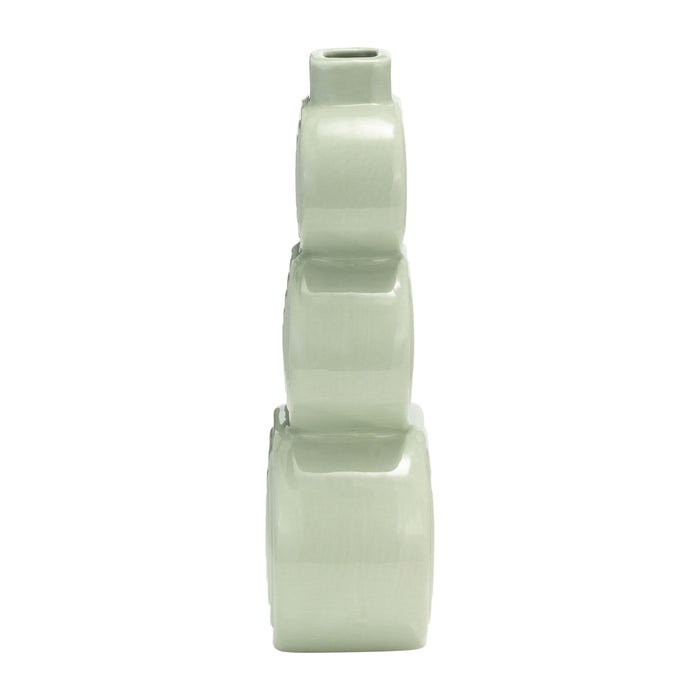 Ceramic 12\" Stacked Circles Vase - Cucumber