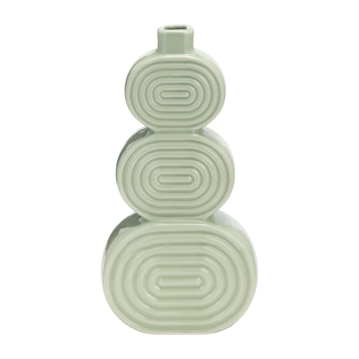 Ceramic 12\" Stacked Circles Vase - Cucumber
