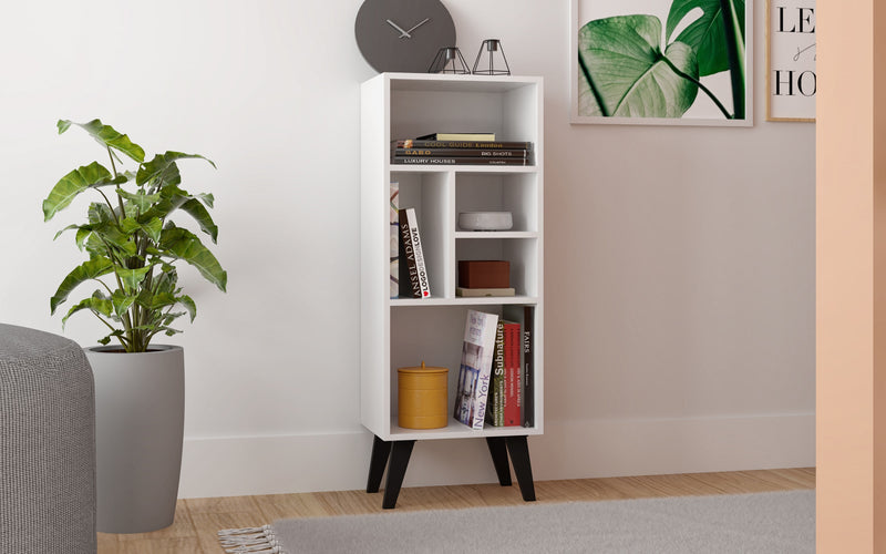 Manhattan Comfort Warren Mid-High Bookcase with 5 Shelves - White