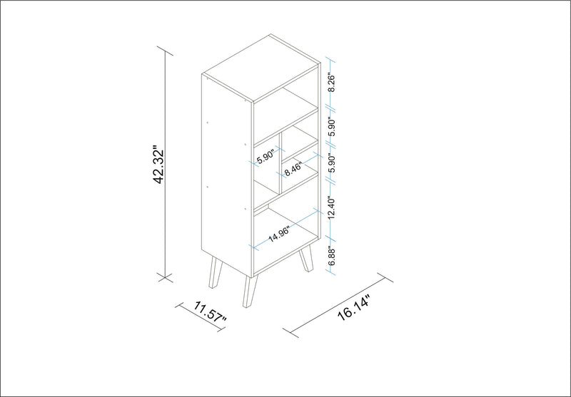 Manhattan Comfort Warren Mid-High Bookcase with 5 Shelves - White