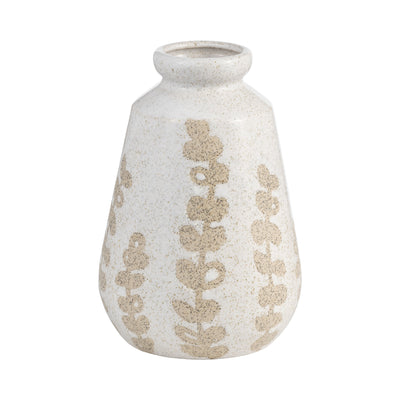 Ceramic 9" Botanical Vase - Ivory|Vase de 9 po en céramique à motif botanique - ivoire
