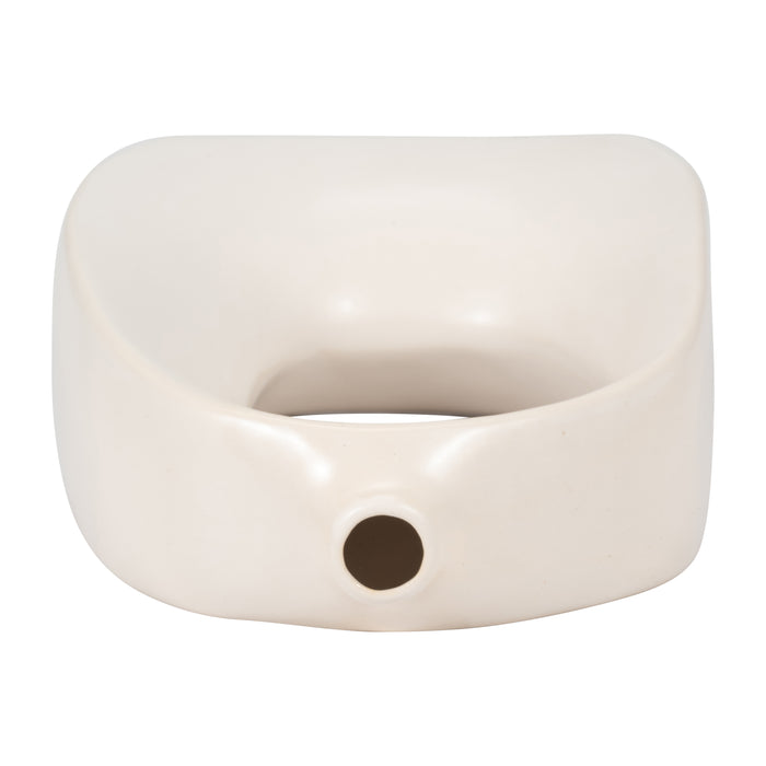 Stoneware 11\" Curvy Cut-Out Vase - White