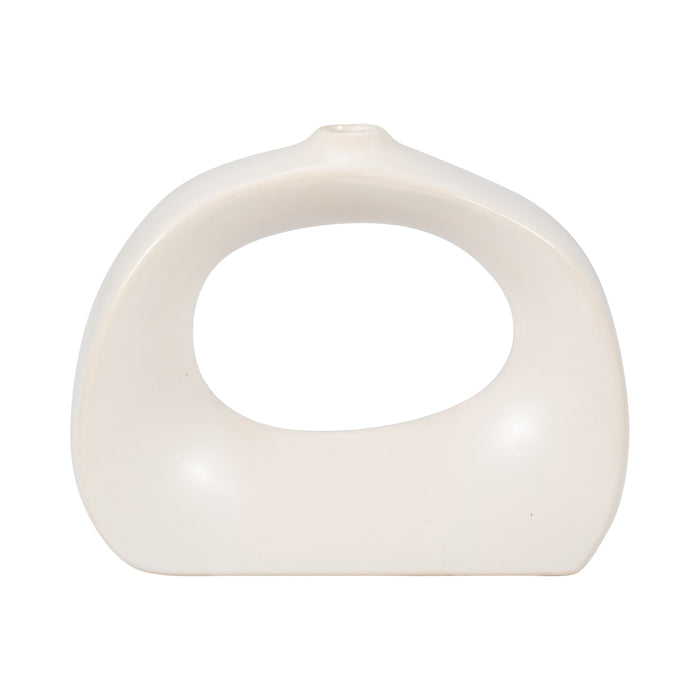 Stoneware 7\" Curvy Cut-Out Vase - White