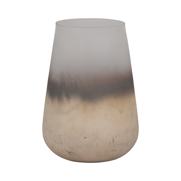 Glass 9\" Antique Finish Vase - Ivory