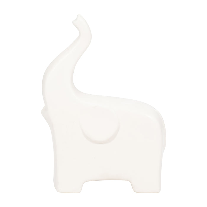 Ceramic 7\" Trunk Up Elephant - White