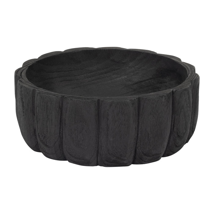Wood 9\" Scalloped Bowl - Black