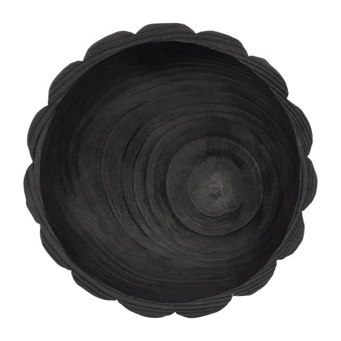 Wood 9\" Scalloped Bowl - Black