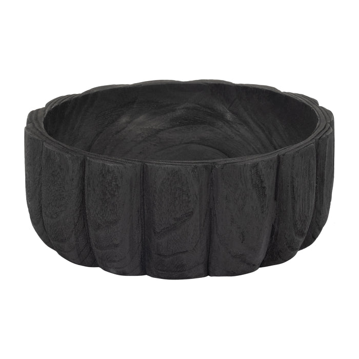 Wood 9\" Scalloped Bowl - Black