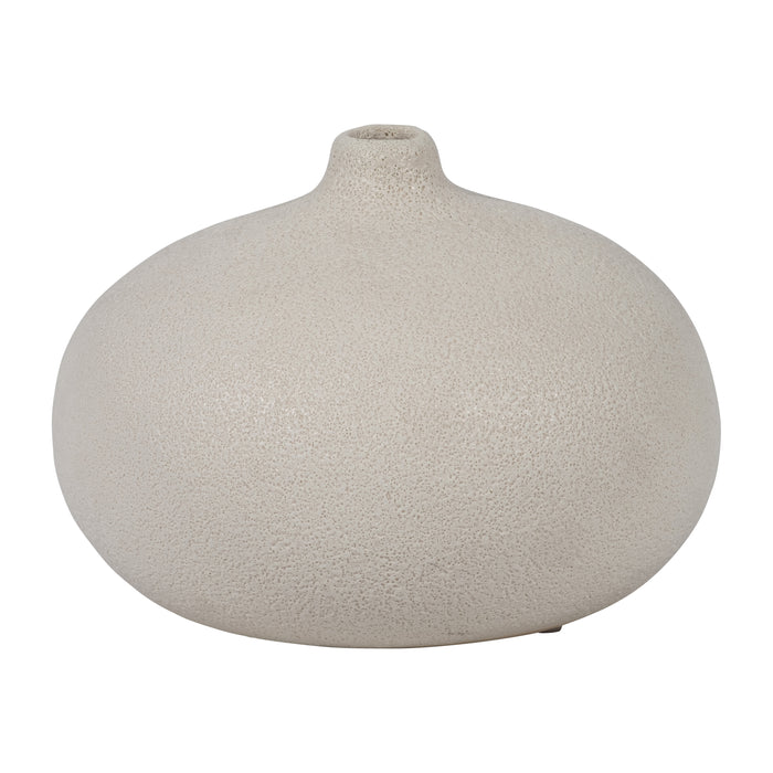 Ceramic 5\" Round Volcanic Vase - Cotton