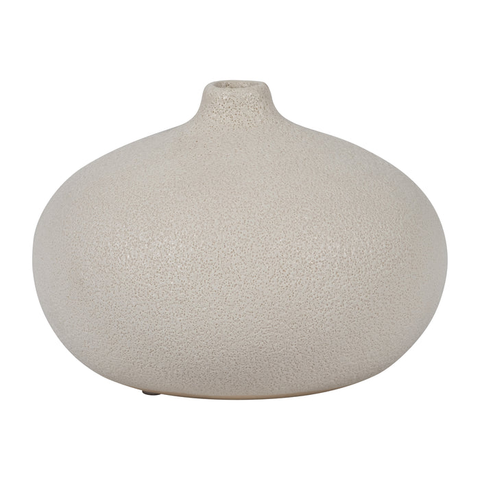 Ceramic 5\" Round Volcanic Vase - Cotton