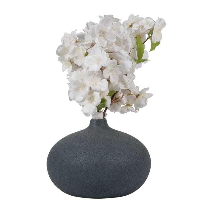 Ceramic 5\" Round Volcanic Vase - Navy