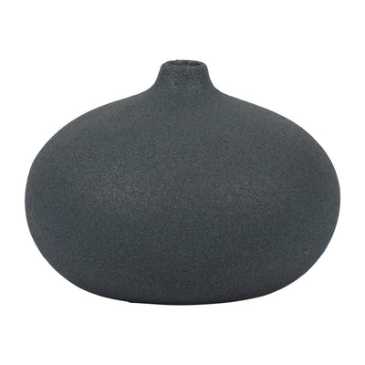 Ceramic 5" Round Volcanic Vase - Navy|Vase rond de 5 po en céramique à texture volcanique - bleu marine