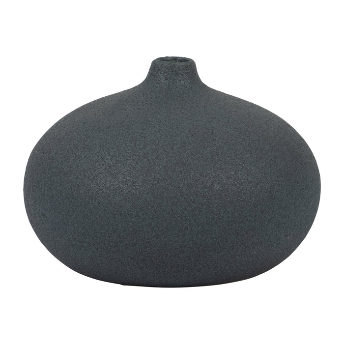 Ceramic 5\" Round Volcanic Vase - Navy