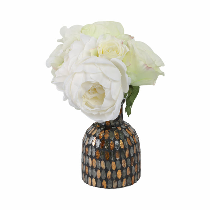 Glass 6\" Mosaic Vase - Copper