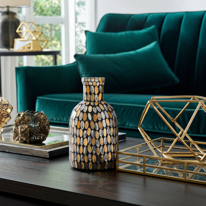 Glass 8\" Mosaic Vase - Copper