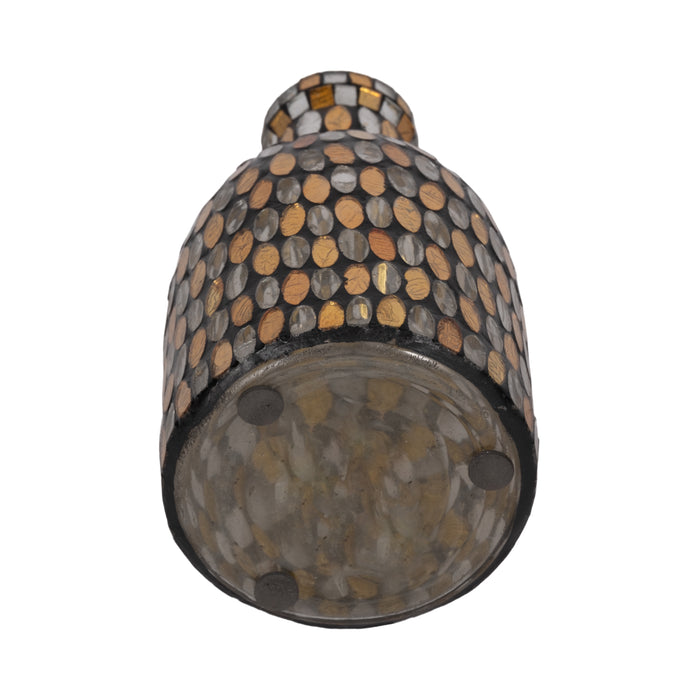 Glass 8\" Mosaic Vase - Copper