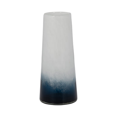 Glass 11" Blue Waters Vase - Blue and White|Vase de 11 po en verre à motif d’eaux bleues - bleu et blanc
