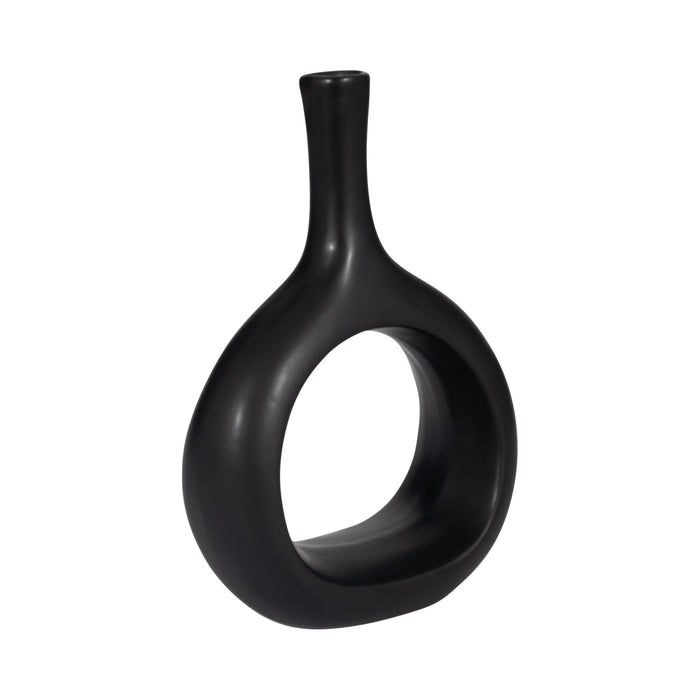Ceramic 9\" Curved Open Cut-Out Vase - Black