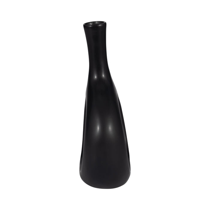 Ceramic 9\" Curved Open Cut-Out Vase - Black
