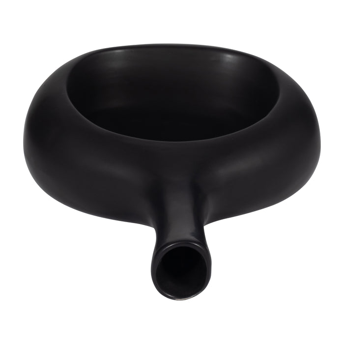 Ceramic 9\" Curved Open Cut-Out Vase - Black