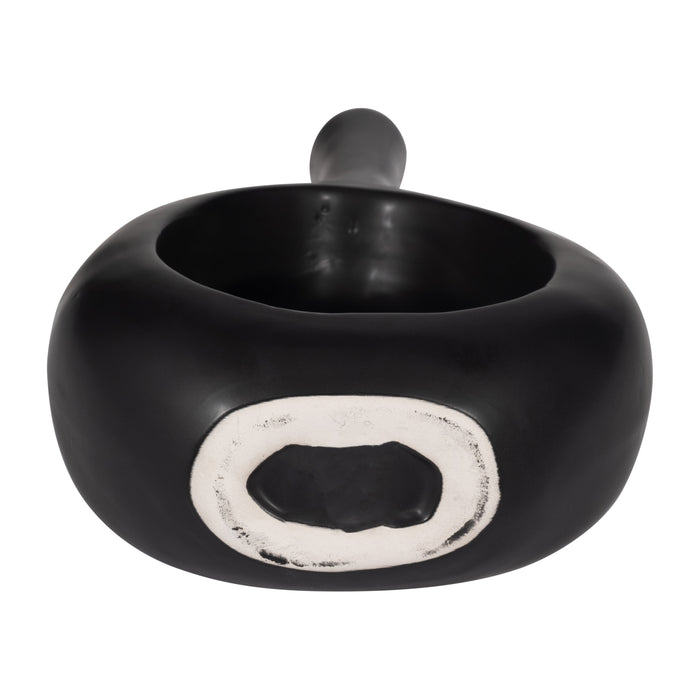 Ceramic 9\" Curved Open Cut-Out Vase - Black
