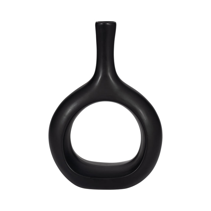 Ceramic 9\" Curved Open Cut-Out Vase - Black