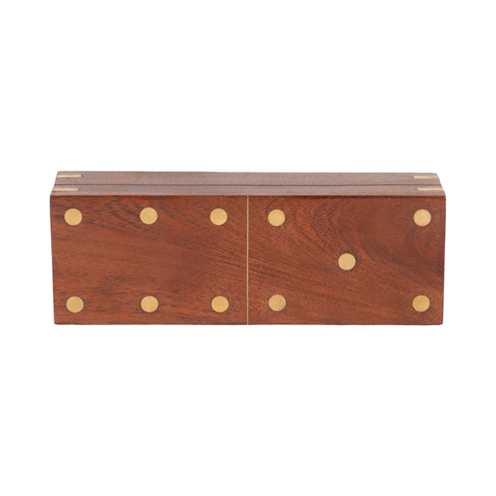 Wood 8\" x 3\" Dominoes Box - Brown