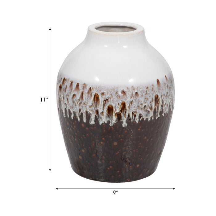 Clay 11\" Ombre Reactive Vase - Brown and White