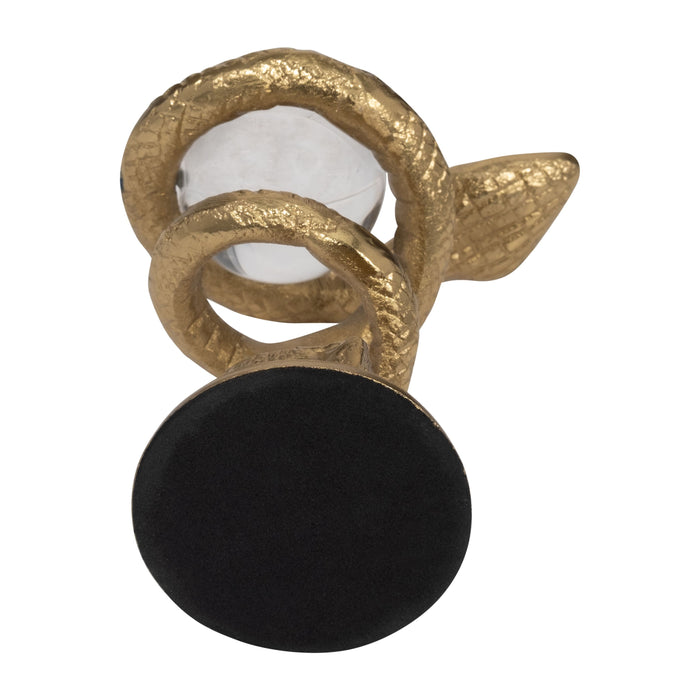 Metal 7\" Snake Coil with Acrylic Ball - Gold