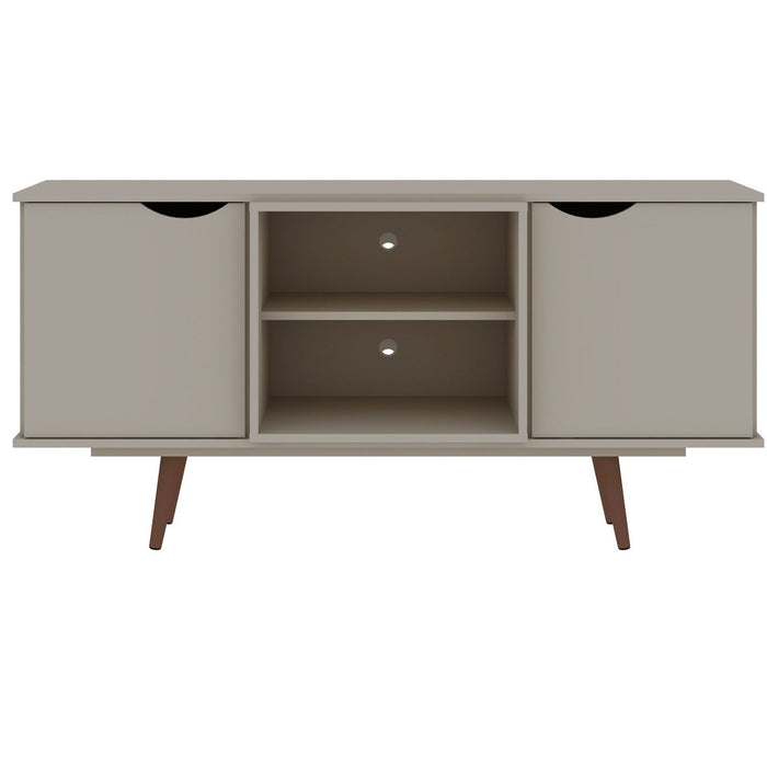 Manhattan Comfort Hampton 53.54\" TV Stand with 4 Shelves & Solid Wood Legs - White