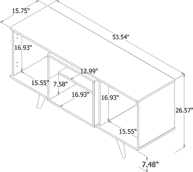 Manhattan Comfort Hampton 53.54\" TV Stand with 4 Shelves & Solid Wood Legs - White