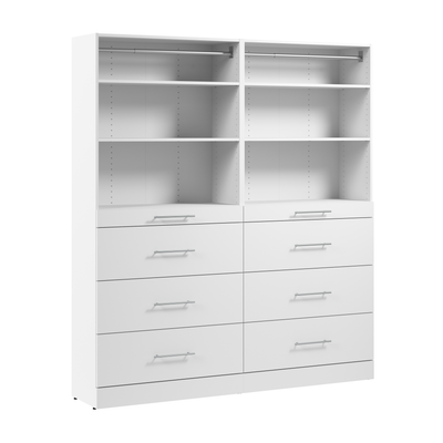 Bestar Florence 71" Modular Reach-In/Walk-In Closet System with Shelves and Drawers Slab Style - White|Système de garde-robe et pièce-penderie modulaire Florence de Bestar de 71 po avec tablettes et tiroirs de style lisse - blanc