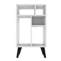 Manhattan Comfort Warren Low Bookcase with 5 Shelves - White & Black