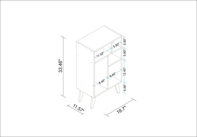 Manhattan Comfort Warren Low Bookcase with 5 Shelves - White & Black