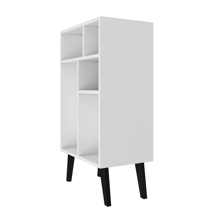 Manhattan Comfort Warren Low Bookcase with 5 Shelves - White & Black